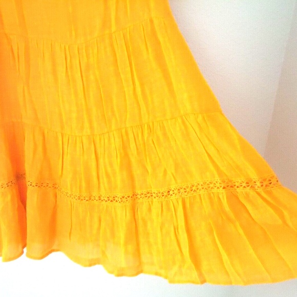 NWT Indigo Rose Summer Ruffled Sleeveless V Neck Tiered Mustard Dress Size-PL - Picture 2 of 9